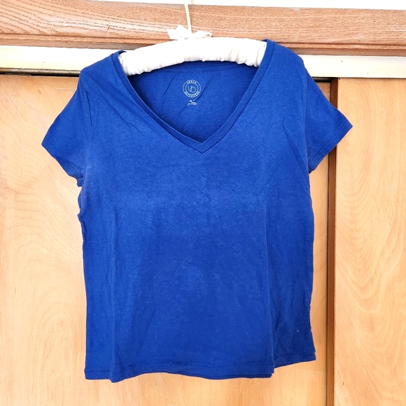 Urban Outfitters Blue Short-Sleeve V-Neck Tee - Picture 1 of 4